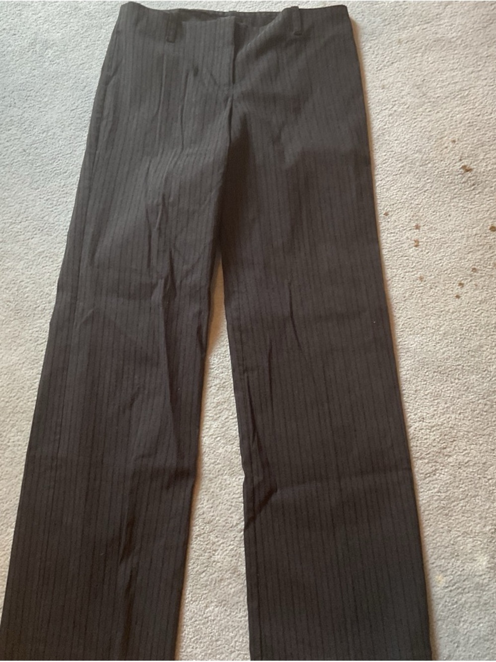 Poleci Black Pinstripe Straight-Leg Dress Pants